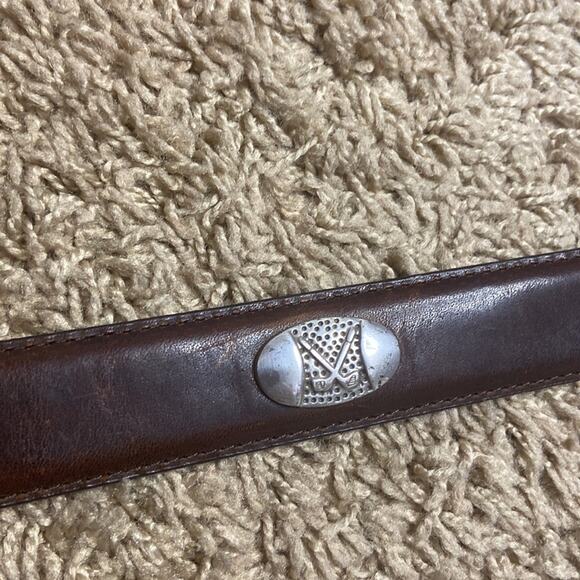Belt AML 3000 Golf Emblem Women Brown Top Grain Oil Tan Leather Belt Size 34 - Picture 8 of 10